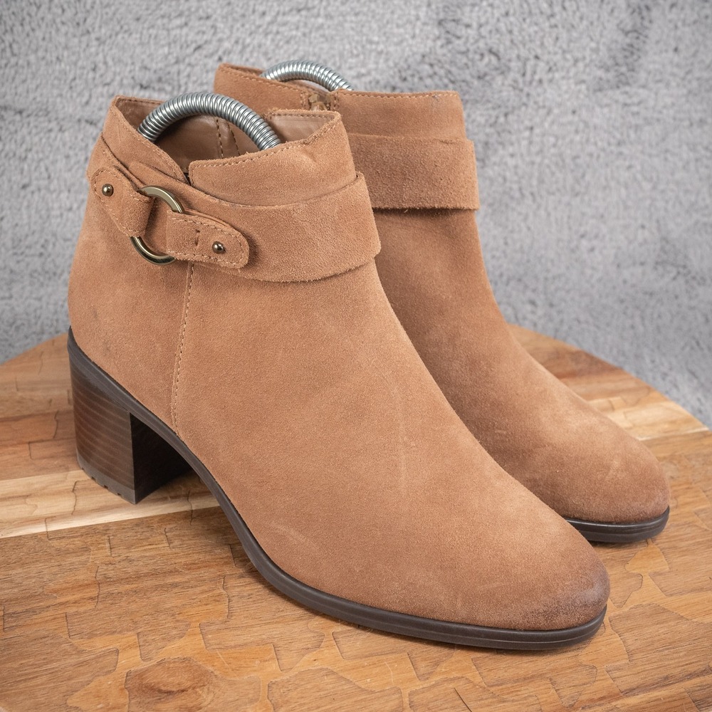 Naturalizer Lydia Ankle Boots Womens Size 7.5 M Brown Suede Comfort Zip Up Shoes
